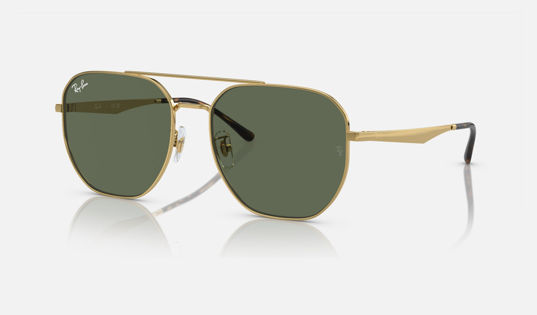 Ray-Ban RB3724D — Arista Gold / Dark Green — quarter view