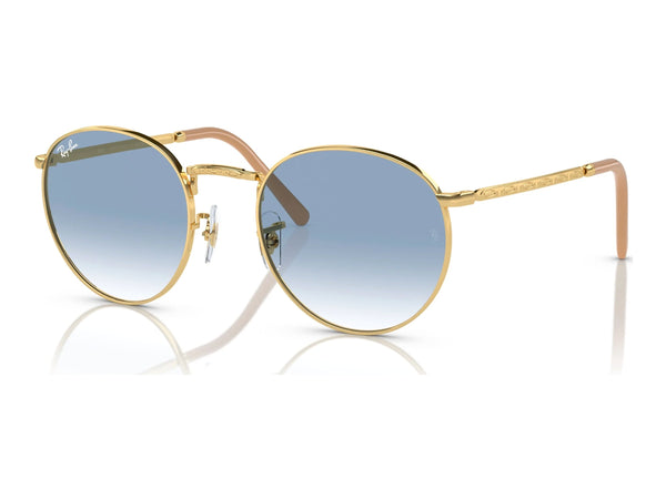 Ray-Ban New Round RB3637 — Arista Gold / Blue — quarter view