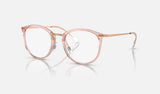 Ray-Ban RX7140 — Transparent Pink — quarter view