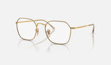 Ray-Ban Jim RX3694V — Beige on Gold — quarter view