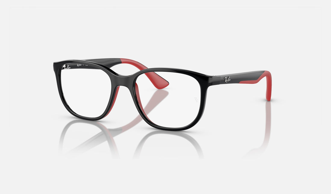 Ray-Ban Junior RY9078VF — Black on Red — quarter view