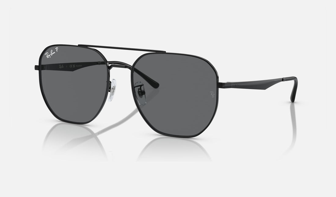 Ray-Ban RB3724D — Black / Dark Grey Polarized — quarter view
