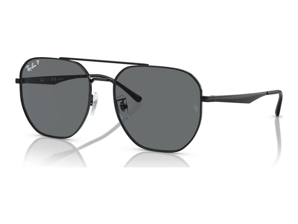 Ray-Ban RB3724D — Black / Dark Grey Polarized — quarter view