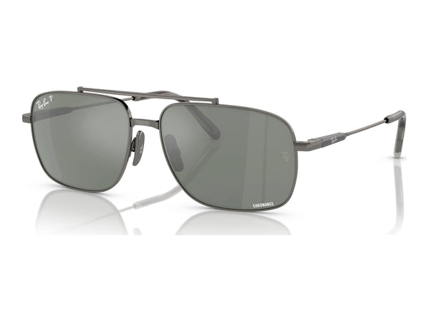 Ray-Ban Michael Titanium RB8096 — Gunmetal / Silver/grey Polarized+ — quarter view
